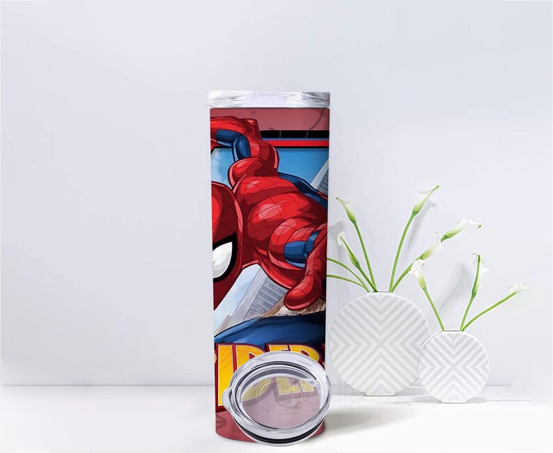 Set van 2 Spiderman-bekerverpakking: 20 oz skinny bekersublimatieontwerp (digitale download) afbeelding 5