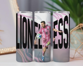 Paquete de 3 fundas para vasos de Lionel Messi: Diseño de sublimación de leyenda del fútbol (descarga digital)