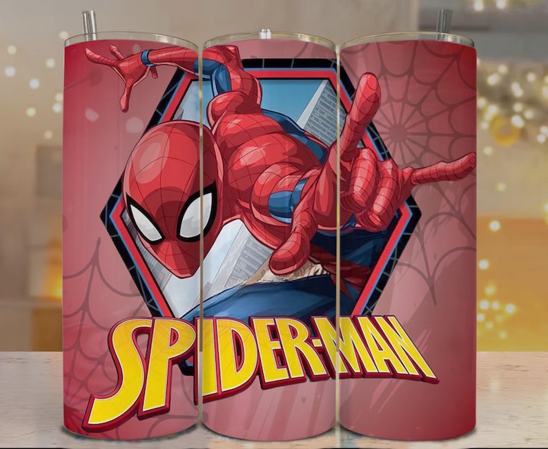Set van 2 Spiderman-bekerverpakking: 20 oz skinny bekersublimatieontwerp (digitale download) afbeelding 1