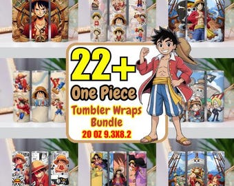 Paquete de 22+ vasos PNG de Anime Pirate Adventure (20 oz y 30 oz, rectos y cónicos) para sublimación. Descarga digital.