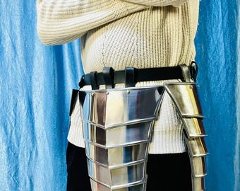 Medieval Steel Thigh Armor Tassets with Leather Belt LARP Cosplay Renaissance Costume Warrior Armor