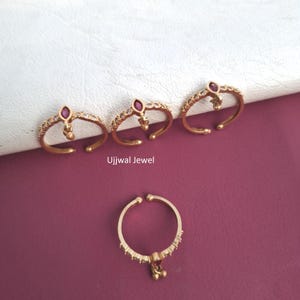 Indian Gold Plated Kundan Toe Ring Wedding Festive Trendy Wear Bollywood Jewelry