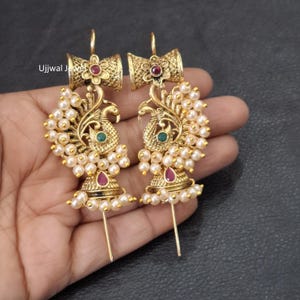 Alloy Peacock Gold Plated Bugdi Ear Cuff Earring Kaanphool Jewellery For Women & Girls