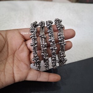 Bracciale nero ossidato, set da 4 pezzi, bracciale etnico alla moda, gioielli da matrimonio
