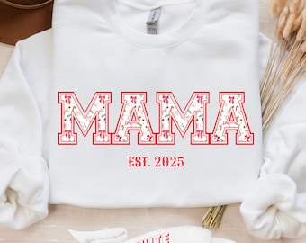 Toile De Jouy Mama Sweatshirt, Coquette Chinoiserie Ribbon Floral Bow