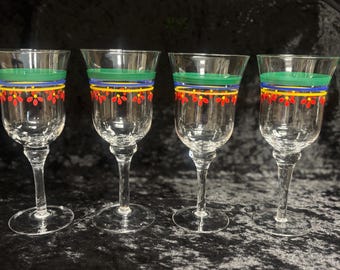 Kielichy do wina Vintage Pfaltzgraff „Amalfi Classic” – zestaw 4 ręcznie malowanych kieliszków