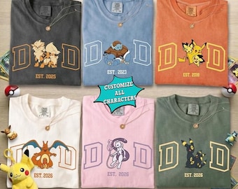 Benutzerdefinierte PokaDad Comfort Colors Shirt, Personalisierte Anime Charaktere Sweatshirt, Anime Vatertagsgeschenk, Geburtstagsgeschenk für Papa, Pocket Beast