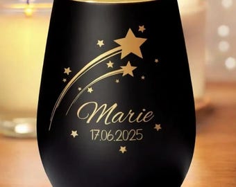 Personalized memorial candle – keepsake gift with engraving – shooting star – name and date – memorial light for stillborn children & the deceased