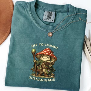 Off to Commit Shenanigans Funny Wizard Frog Shirt, Fantasy Graphic Tee, Comfort Colors 1717 Vintage Style, Cute Nerd Humor Gift