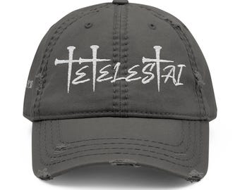 Embroidered Distressed Hat - Tetelestai Christian Headwear, Faithful Baseball Hat, Vintage Religious Accessories