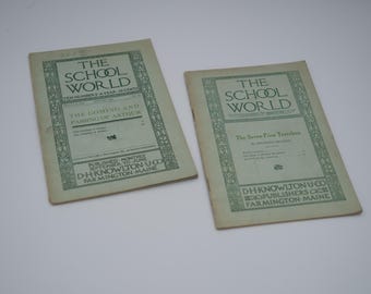 Lot of 2 The School World Booklets – 1910s – D.H. Knowlton & Co., Farmington Maine – Vintage Excelsior Classics