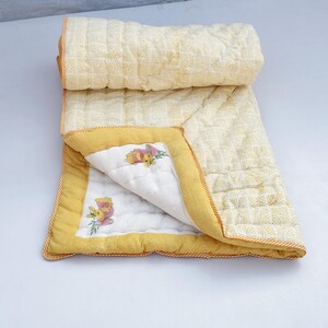 Handmade Toddler Quilt Hand Quilted Nursery Bedding, Reversible Kids Comforter Gift