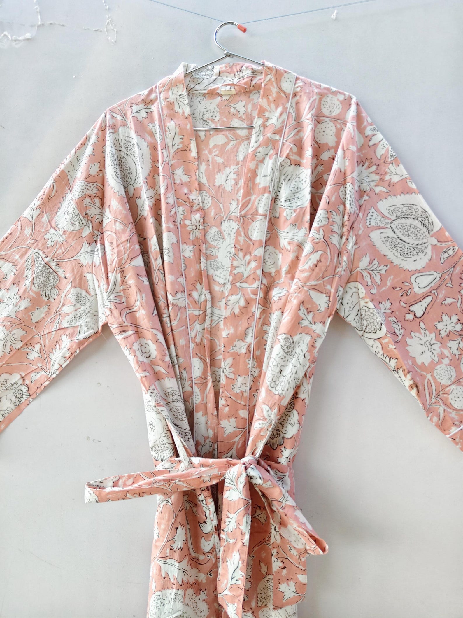 Indian Cotton Kimono Robe for Women Floral Hand Block Print Bathrobe ...
