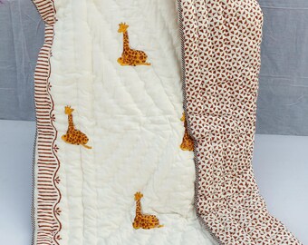 Indische handgemachte Baby Quilt | Kuschelige Kinderzimmer Bettwäsche | Weiche Baumwolle Kinderbettdecke