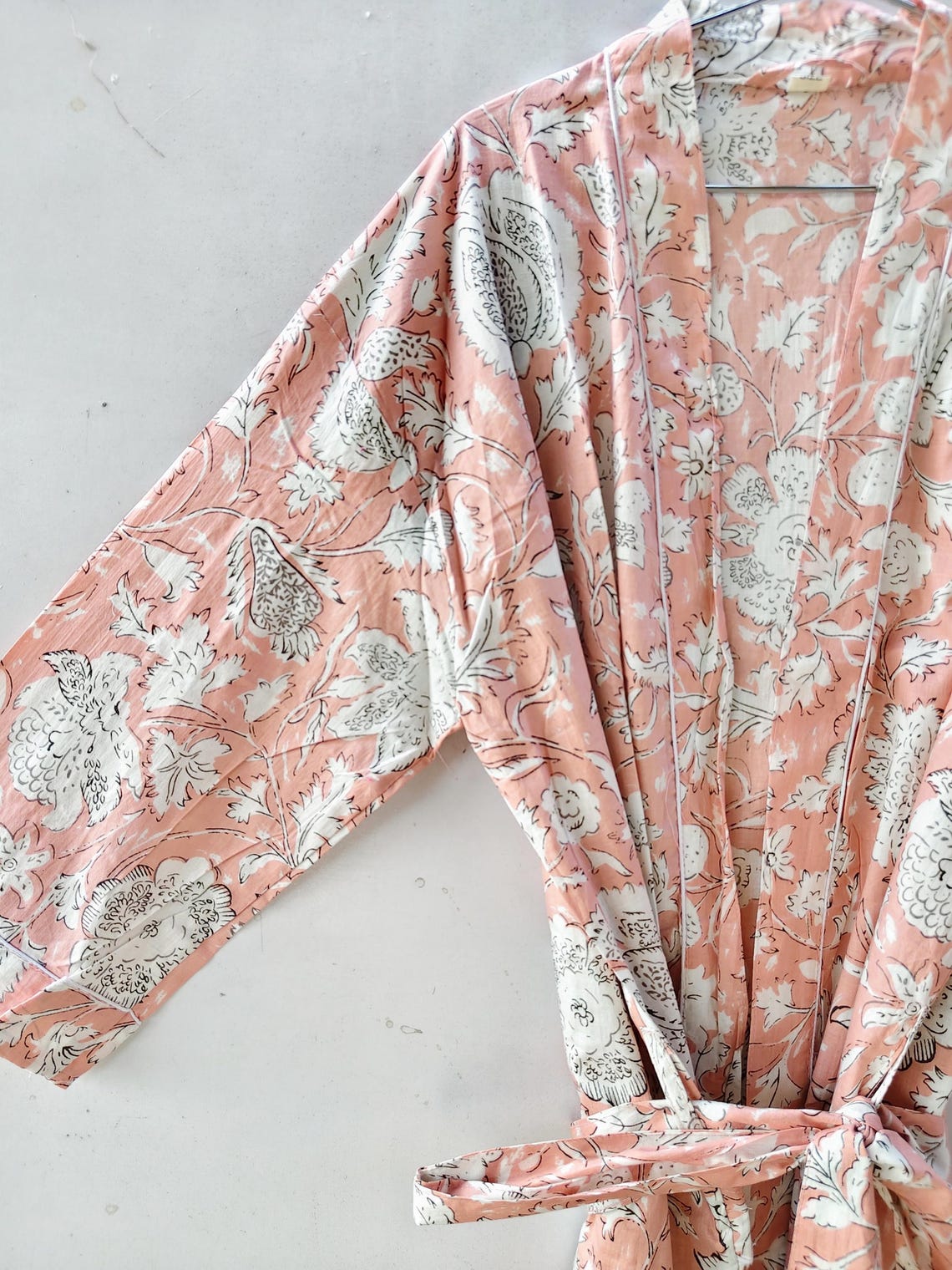 Indian Cotton Kimono Robe for Women Floral Hand Block Print Bathrobe ...