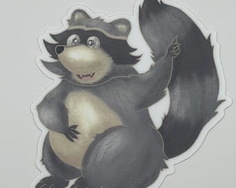 Cute Raccoon Vinyl Sticker - Waterproof Sassy Raccoon Decal for Laptop or Water Bottle