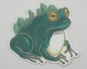 Frog Vinyl Sticker - Waterproof Emerald Frog Decal for Laptop or Water Bottle