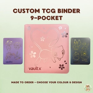 Carpeta personalizada de 9 compartimentos para cartas coleccionables - Vinilo personalizado para coleccionistas de Pokémon, Lorcana y TCG