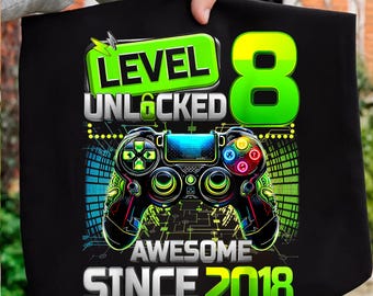 Fiesta de videojuegos de nivel 8 para niño de 8 años (PNG), nivel 8 desbloqueado (PNG), jugador (PNG), desbloqueado (PNG), octavo cumpleaños (PNG), descarga instantánea