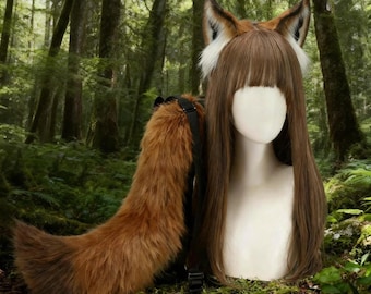 Bruine vos oren en grote staart van imitatiebont, pluizige cosplayset voor conventie en halloweencadeau, dierenkostuum, speelkostuum voor huisdieren
