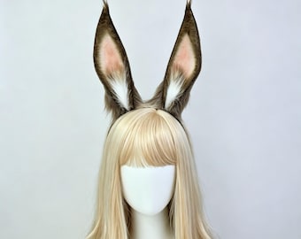 Grey Bunny ear Headband ,Detachable Rabbit Ears , Soft Fluffy Rabbit Hair Hoop , Aesthetic Hair Accessory , Cute Daily & Party Headwear Gift