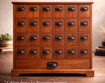 24 Drawer Apothecary Cabinet, Walnut, Heirloom Card Storage Furniture, The Curator by 9B Woodcraft