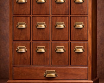 12 Drawer, Walnut, Card Storage Cabinet | Apothecary Style PSA SGC Slab Display Case