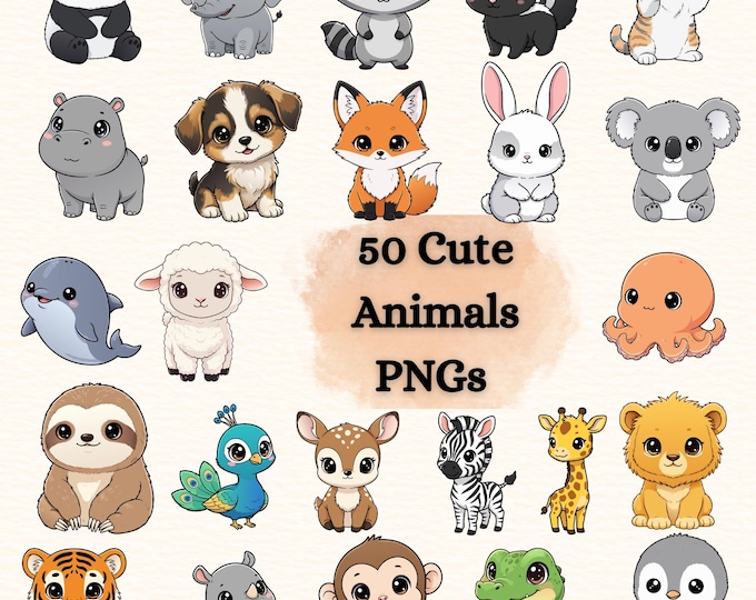 Cute Animal Clip Art | Adorable Creatures Digital Download | Printable ...