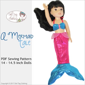 A Mermaid Tale | Fantasy Tail and Bikini Top | PDF Sewing Pattern for 14 and 14.5 inch Dolls