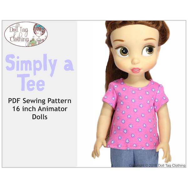 Simply a Tee T-Shirt | PDF Sewing Pattern to fit 16 inch Animator Dolls