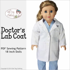 Doctor's Lab Coat | Medical Laboratory Jacket | PDF Sewing Pattern for 18 inch Girl and Boy Dolls