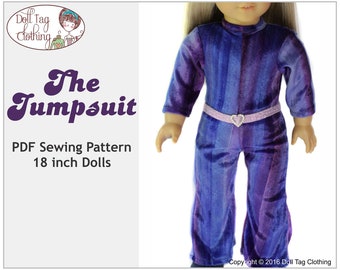 The Jumpsuit and Dress | PDF Sewing Pattern for 18 inch Girl Dolls | Unitard - Pajamas - Playsuit