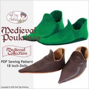Medieval Poulaines Shoes | PDF Sewing Pattern for 18 inch Girl and Boy Dolls
