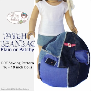 Patchy Beanbag Chair | Furniture | PDF Sewing Pattern for 16 to 18 inch Girl and Boy Dolls