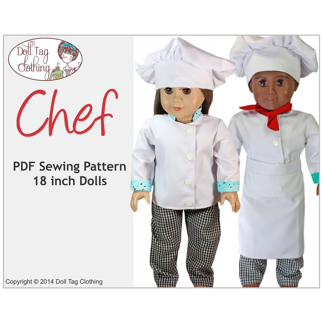 Pattern Chef Wears Chef Uniform PDF Sewing Pattern for 18 Inch Girl and Boy Dolls - Etsy UK