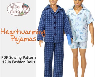 Heartwarming Pajamas | PDF Sewing Pattern for 12 inch Male Fashion Dolls | Boy Doll | Broad Slim Original