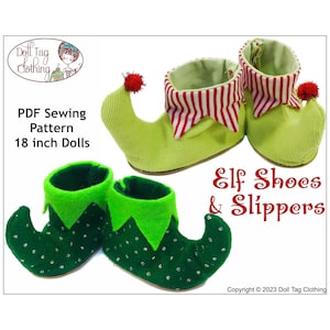 Elf Shoes & Slippers | Festive Christmas | PDF Sewing Pattern for for 18 inch Girl and Boy Dolls