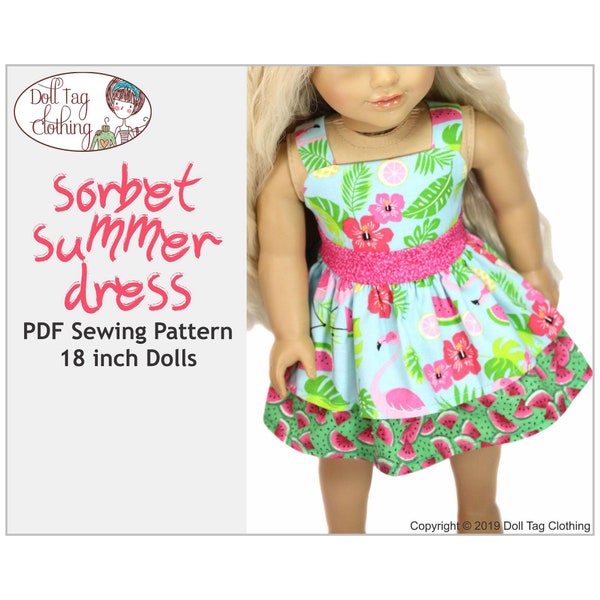 Sorbet Summer Dress | PDF Sewing Pattern for 18 inch Girl Dolls