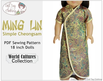 Ming Lin Simple Cheongsam | PDF Pattern for 18 inch Girl Dolls