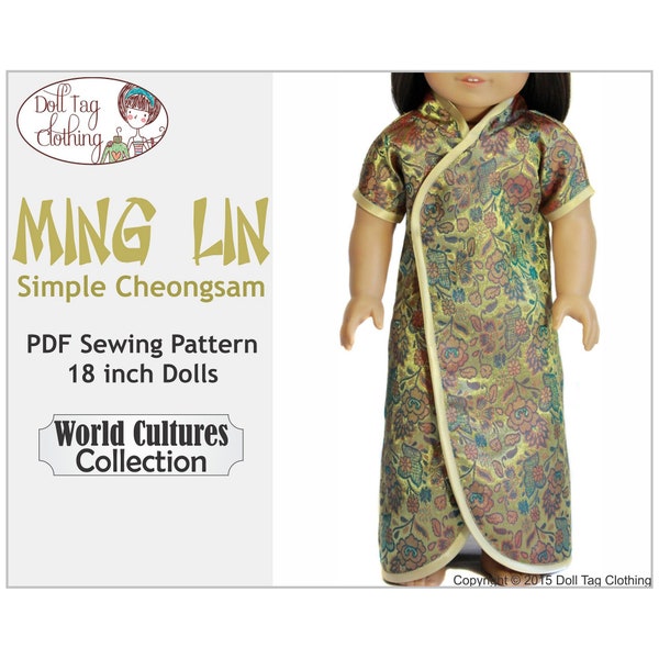 Ming Lin Simple Cheongsam | PDF Pattern for 18 inch Girl Dolls