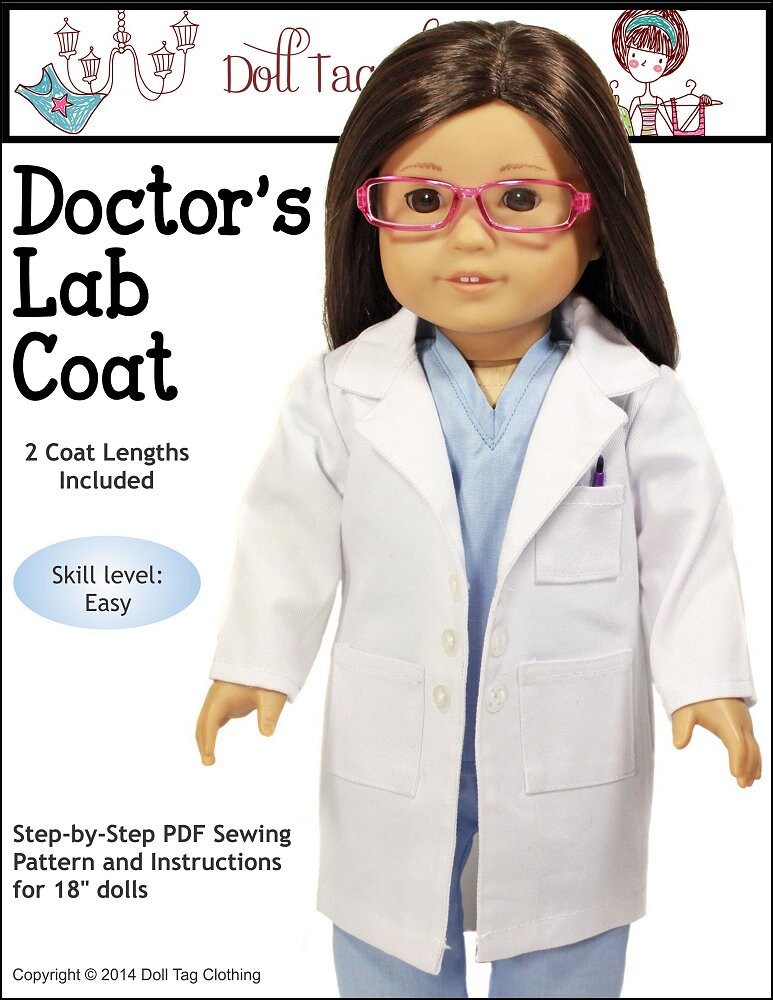 Doctor's Lab Coat PDF Pattern for 18 Inch Dolls Such as Etsy Canada