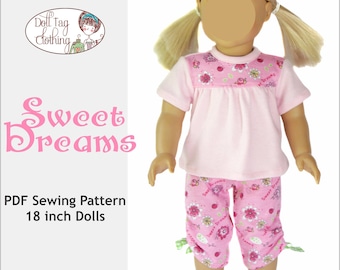 Sweet Dreams Pajamas | Short, Three-Quarter and Long Variations | PDF Sewing Pattern for 18 inch Girl and Boy Doll