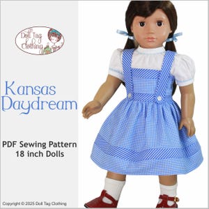 Kansas Daydream Dorothy Kleid | PDF-Schnittmuster für eine 45 cm große Mädchen-Puppe
