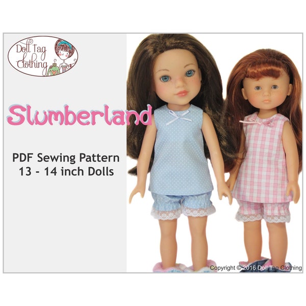 Slumberland Pajamas and Dress | PDF Sewing Pattern for 13 to 14 Dolls