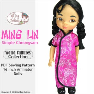 Ming Lin Simple Cheongsam | PDF Sewing Pattern to fit 16 inch Animator Dolls