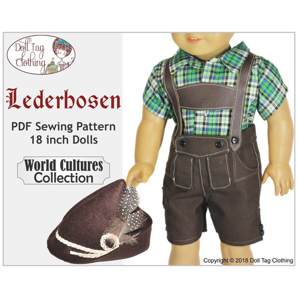 Lederhosen | Bavaria Germany Austria | PDF Sewing Pattern for 18 inch Girl and Boy Dolls