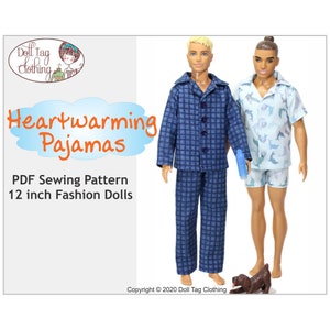 Heartwarming Pajamas | PDF Sewing Pattern for 12 inch Male Fashion Dolls | Boy Doll | Broad Slim Original