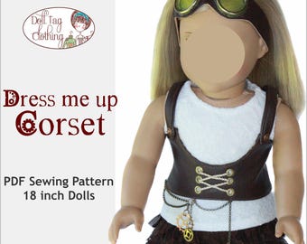Dress Me Up Corset and Steampunk Goggles | PDF Sewing Pattern for 18 inch Girl and Boy Dolls