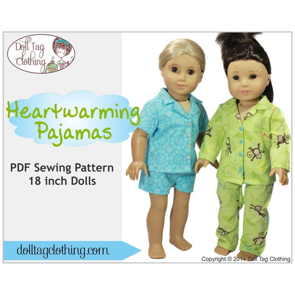 Heartwarming Pajamas | PDF Sewing Pattern for 18 inch Dolls such as American Girl® | Boy Doll