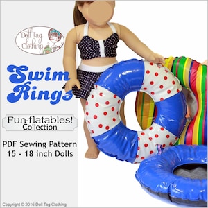 Fun-flatable Swim Rings | Pretend Inflatable Stuffed Toy | PDF Sewing Pattern for 18 inch Girl and Boy Dolls